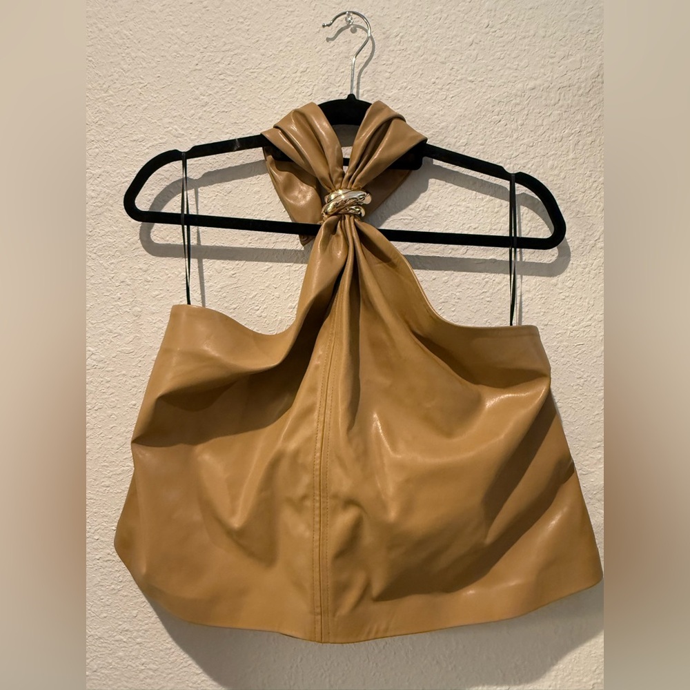 H&M faux leather halter top